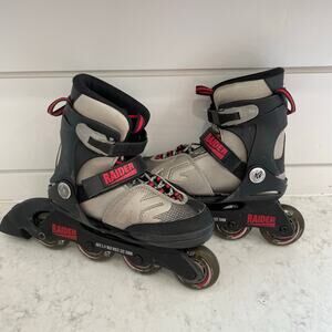 K2 Skate Youth Raider Inline Durable Adjustable Skates sz(1-5), Gray/Red, ABEC 3